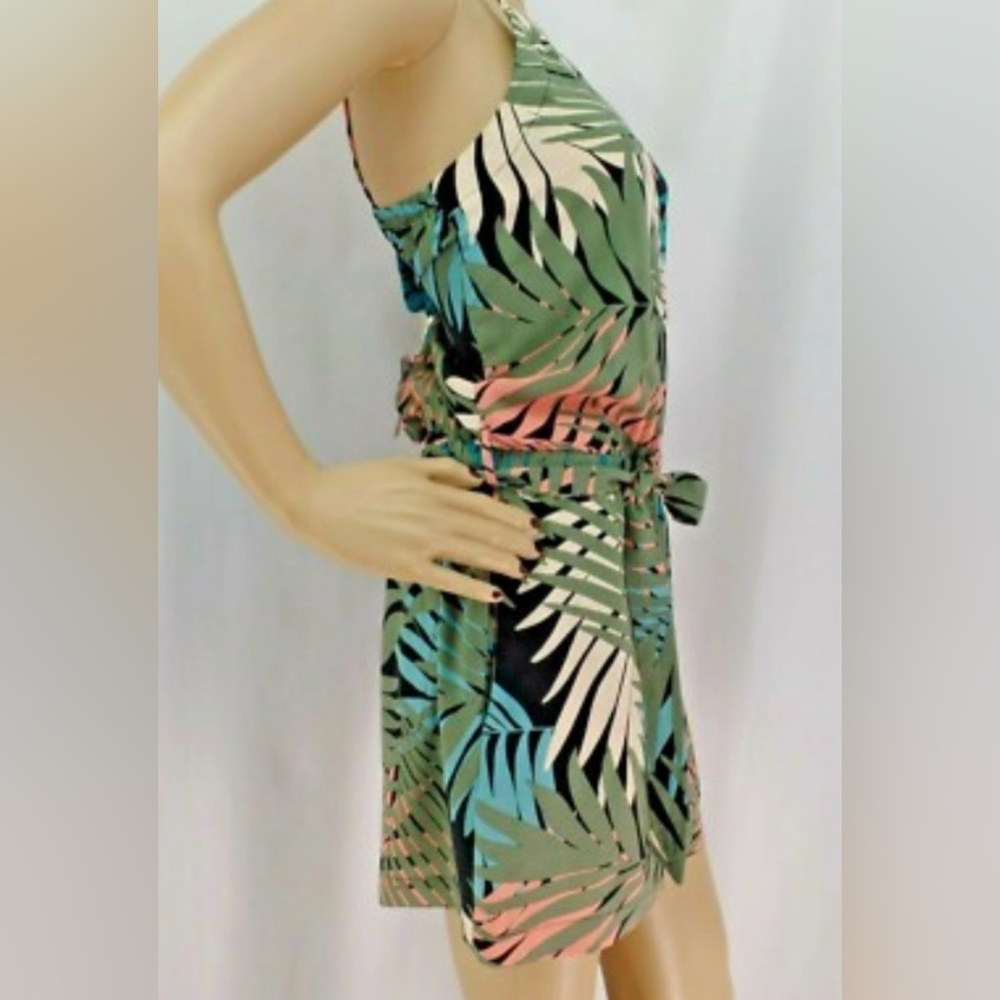 LOFT Leaf Print Coral, Teal Romper